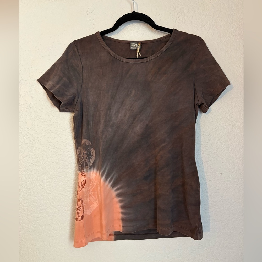 Royal Robbin’s Brown Pink Tie Dye Dream Catcher Art to Wear Women Large NWT
